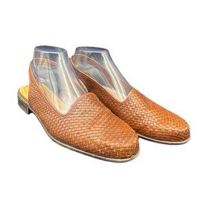 Trotters Womens Lena Cognac Brown Woven Slingback Shoe 9.5 Coastal Minimalist